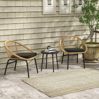 Rattan Loungeset – Tuinset – Bistroset – Balkonmeubilair – Buitenmeubilair – Geel – 2 Comfortabele Stoelen – Onderhoudsvriendelijk PE Rattan