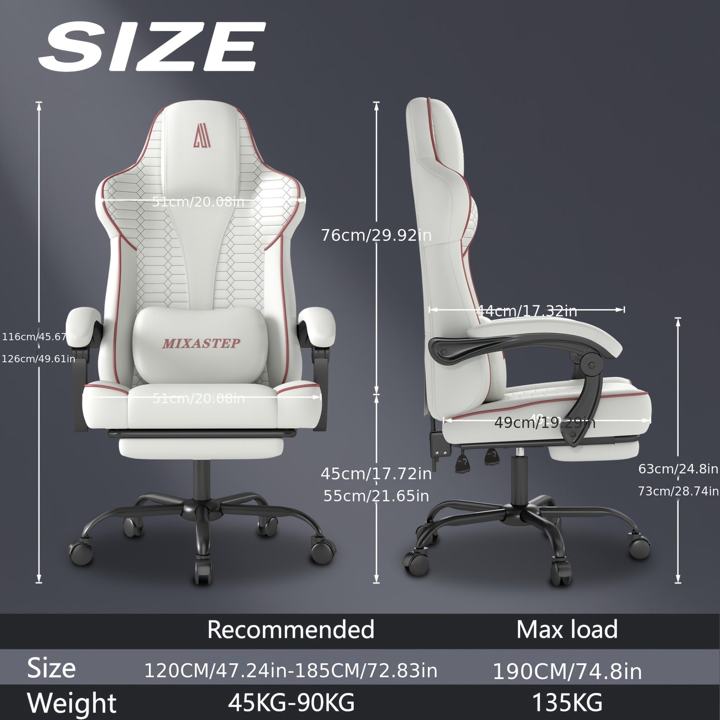 Gamingstoel – Gamestoel – Bureaustoel – Computerstoel – Werkstoel – Ergonomisch Design – 360° Draaibaar – Verstelbare Rugleuning – Rood – Geschikt Tot 150 kg