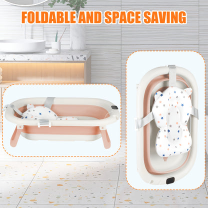 Collapsible Dog Bathtub for Dogs And Cats - Portable Soaking Bathtub, Dog Bathing Basin with Drain Plug - Space-Saving Dog Bath Tub and Multi-Purpose Laundry/Storage Basket 43x71x18.5cm Pink, Pet Bath Tub, Dog Bathing Station