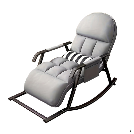 Schommelstoel – Relaxstoel – Fauteuil – Loungestoel – Verzorgingsstoel – Verstelbare Voetensteun – Stevig Metalen Frame – Zachte Katoenen Bekleding – Handmatig Bedienbaar – Met Zijvak