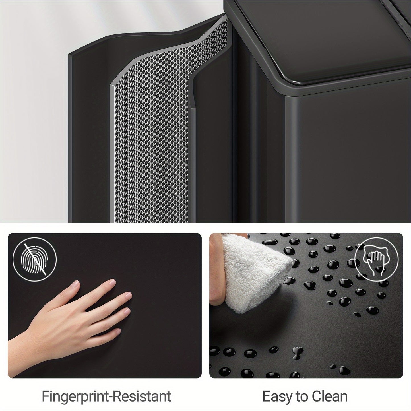 Kitchen Rubbish Bin, Waste Separation System, 3 Compartments, 45L (3 X 15L), Stainless Steel Kitchen Rubbish Bin, Pedal Bin with Colour-Coded Pedals, Rubbish Bin, Quiet Slow Descent, Black, Household Waste Management, Kitchen