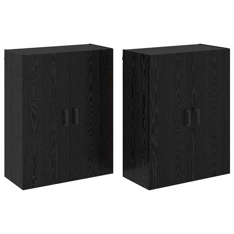 Muurkast – Wandkast – Opbergkast – Hangkast – Kast Zwart Eiken – 2-Delig Set – Duurzaam Hardhout – 69,5x34x90 cm