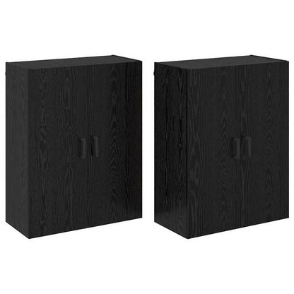 Muurkast – Wandkast – Opbergkast – Hangkast – Kast Zwart Eiken – 2-Delig Set – Duurzaam Hardhout – 69,5x34x90 cm