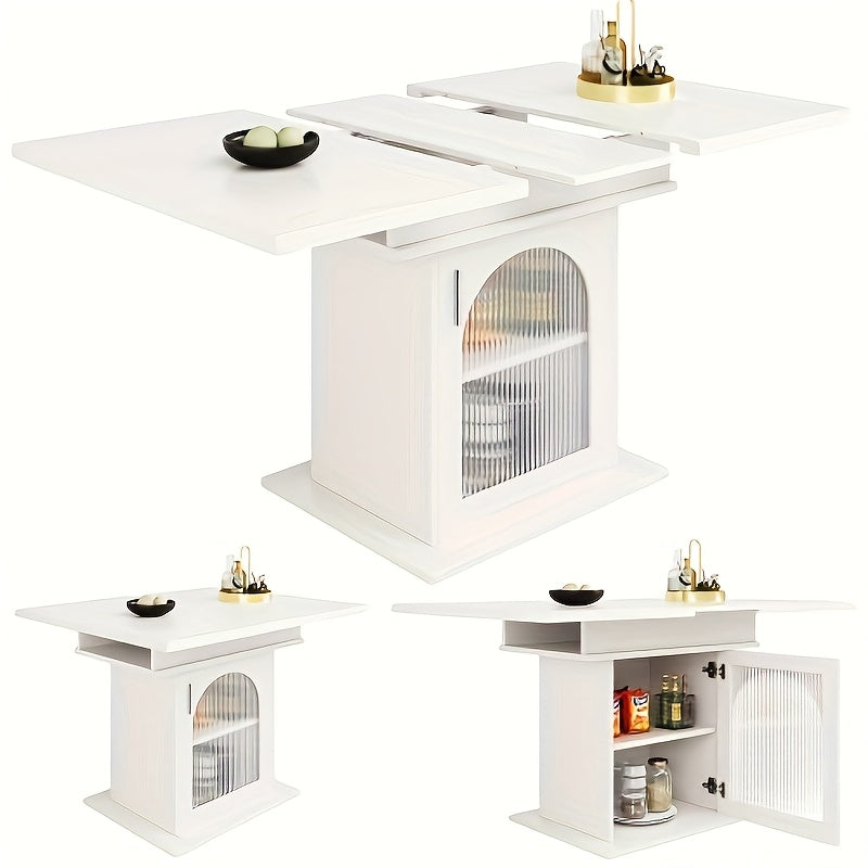 Eettafel – Eetkamertafel – Keukentafel – Tafel – Meubel – Wit – Vierkant – Met Opbergruimte – Ruimtebesparend Design