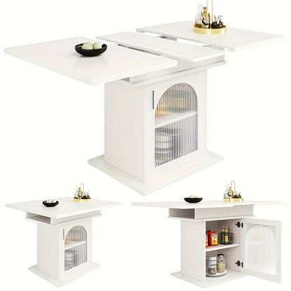 Eettafel – Eetkamertafel – Keukentafel – Tafel – Meubel – Wit – Vierkant – Met Opbergruimte – Ruimtebesparend Design