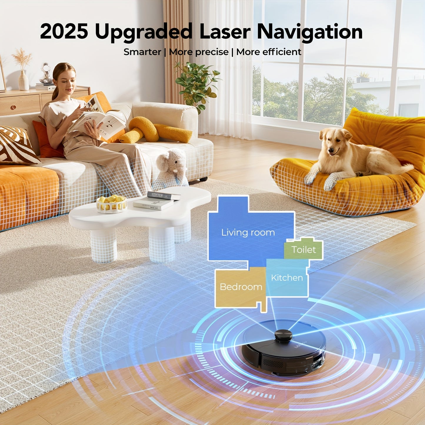 Lubluelu 6000Pa Robot Vacuum And Mop Combo, L15Ultra Robot Vacuum Auto-Charging, 5 Maps, 30 No-go Zones, 3in 1 Robot Vacuum Cleaner for Pet Hair Carpet Hard Floor