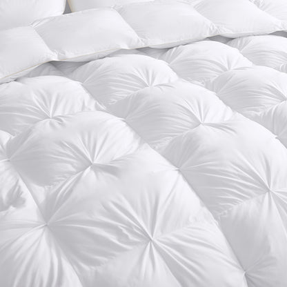 Premium Winter White Goose Down Duvet With 3D Baffle Box & Gusseted Design - 800FP White Goose Down & Feathers, Lightweight And Fluffy Bed Cover For Cold Nights, Elegant Bedding For All Seasons, Goose Down Comforter (220×240