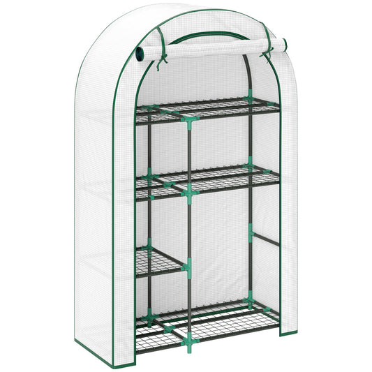 Tuinkas – Hobbykas – Kweekkas – Serre – Plantenkas – Stevig Stalen Frame – Winterbestendige Folie – Ronde Dak Met Deur – 100x45x160 cm – Met Opbergrekken