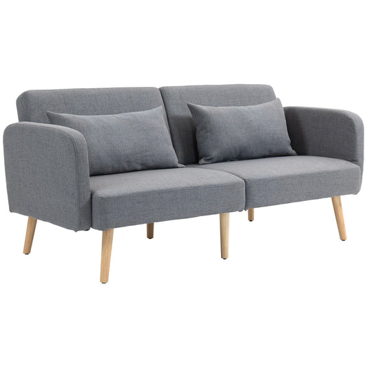 Slaapbank – Bedbank – Logeerbed – Slaapsofa – Bedbank met Opbergruimte – Grijs Linnen Look – Verstelbare Rugleuning – Compact 170x83 cm