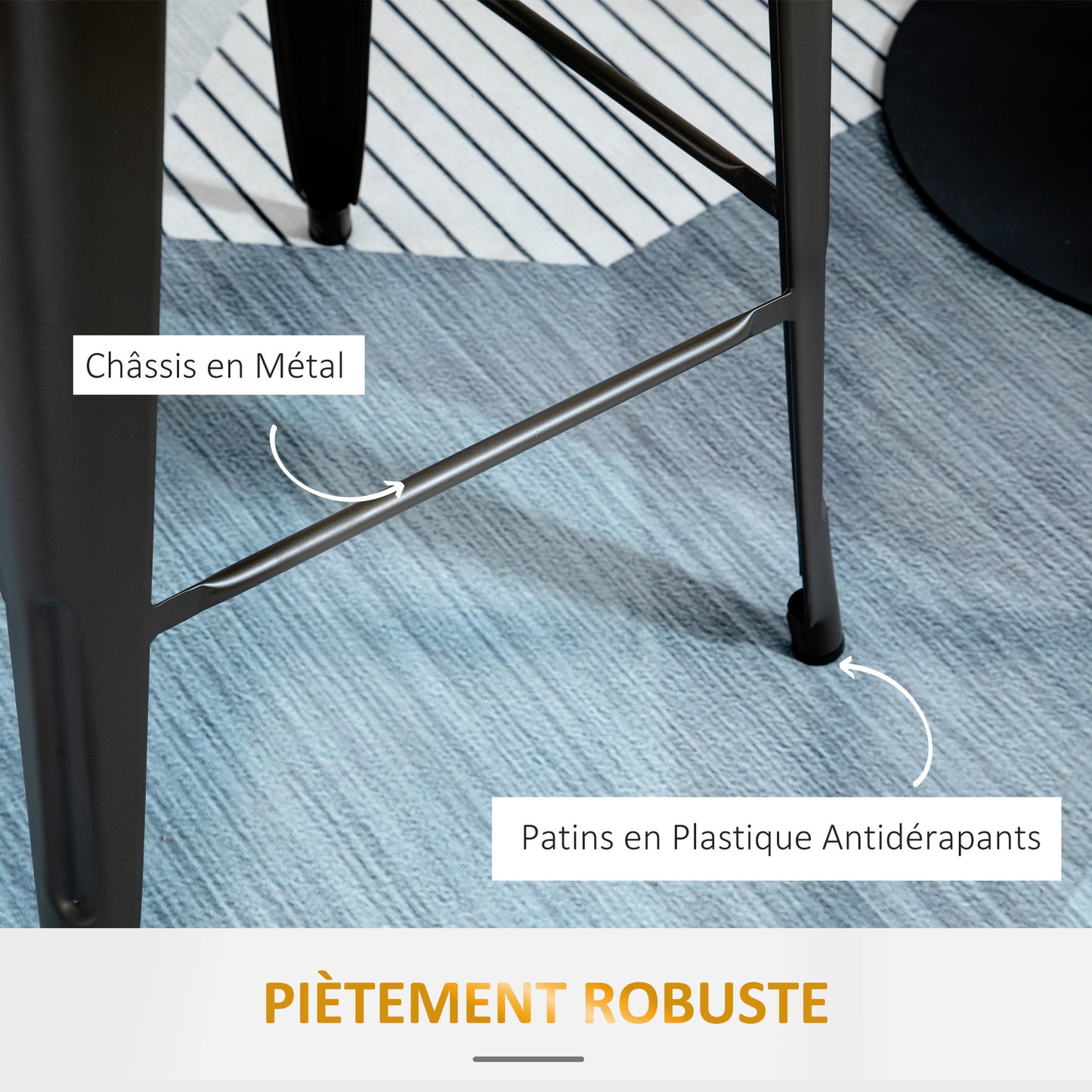 Barkrukken Set – Barstoelen – Krukken – Barstoelen Met Rugleuning – Industriële Barkrukken – Zithoogte 76 cm – Metalen Frame Zwart