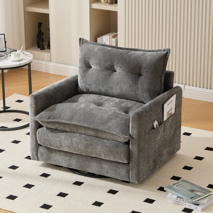 360° swivel lounge chair with armrests, large single sofa for living room, bedroom, study and office, modern style armchair with cushions, ideal for relaxation and entertainment, Office Armchair, Entertainment Seating, Conte