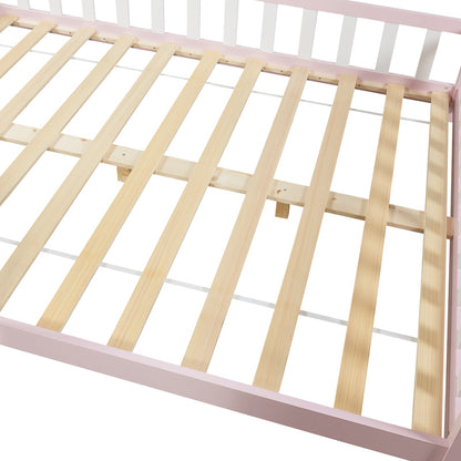 Kinderbed – Kinderbedden – Eenpersoonsbed – Hoogslaper – Stapelbed – Huisbed Design – Veilig Valbeveiliging – 90x200 cm Vurenhout