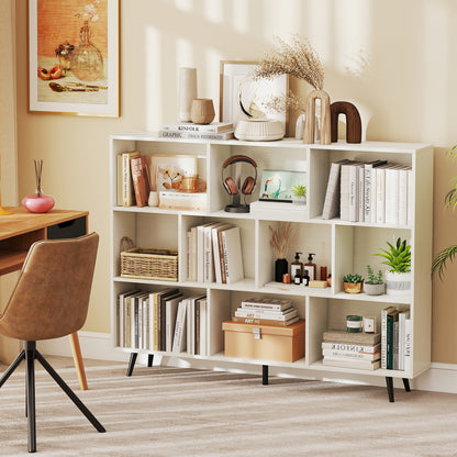 10-Cube Boekenkast – Boekenkast – Opbergkast – Rek – Displaykast – Wit – Mid Century Modern Design – Met 5 Tapered Metalen Poten – Anti-Kantel Veiligheid