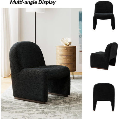 Lounge Stoel – Fauteuil – Zithoekstoel – Armstoel – Designstoel – Modern Zwart – Ergonomisch Gestoffeerd – Massief Houten Frame