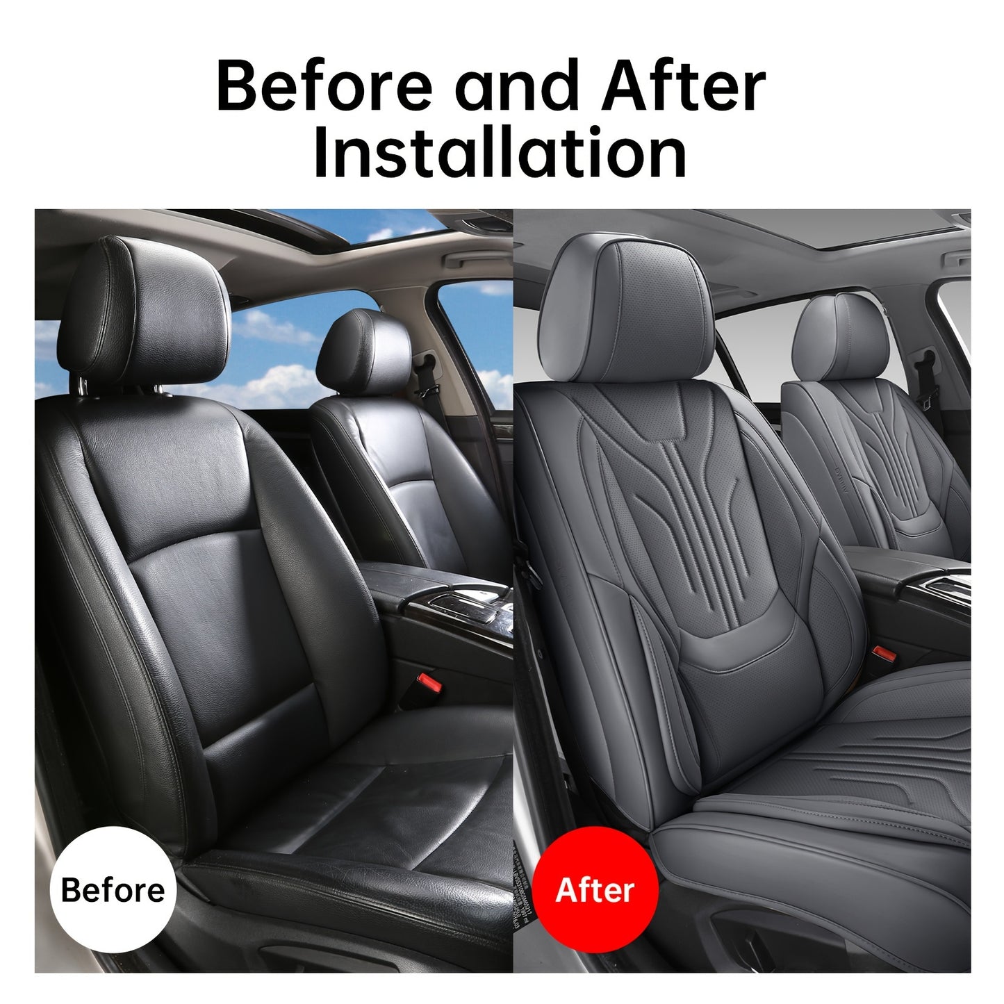 Autostoelhoezen – Stoelhoezen Auto – Zitbekleding Auto – Autostoel Bekleding – Universele Autostoelhoes Zwart – PU Leer – Comfortabele Sponsvulling – Eenvoudig Schoon Te Maken