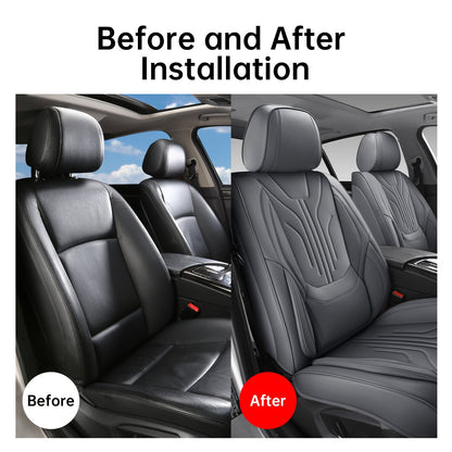 Autostoelhoezen – Stoelhoezen Auto – Zitbekleding Auto – Autostoel Bekleding – Universele Autostoelhoes Zwart – PU Leer – Comfortabele Sponsvulling – Eenvoudig Schoon Te Maken