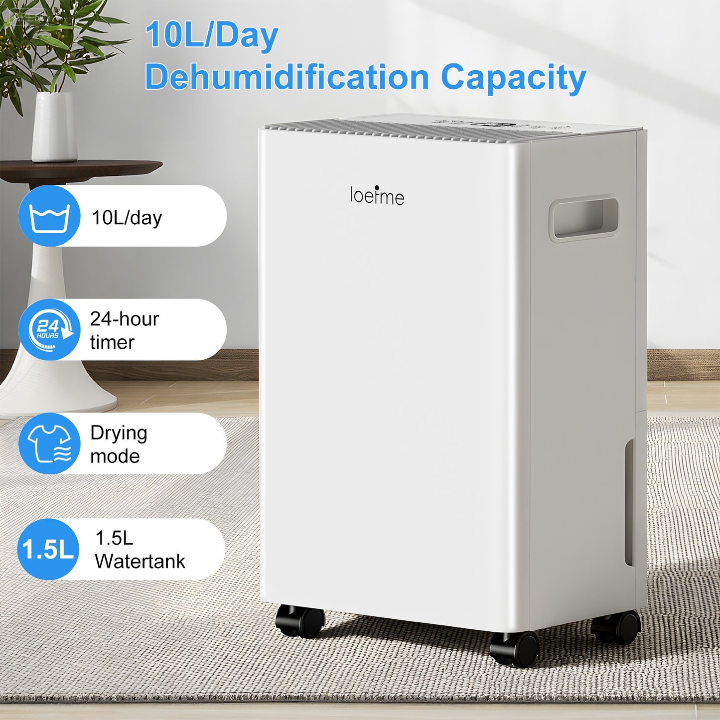 Luchtontvochtiger – Ontvochtiger – Dehumidifier – Vochtvreter – Vochtopnemer – Stil – 2L Waterreservoir – Automatische Uitschakeling en Slaapstand