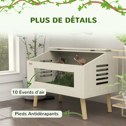 Terrarium Reptielenhuisje – Vivarium – Slang Terrarium – Reptielen Terrarium – Hagedis Terrarium – Natuurlijk Hout – 111 Liter – Zijventilatie met Veiligheidsglas