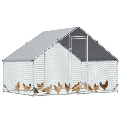 Large Heavy-Duty Metal Chicken Coop & Poultry House with Shade Roof, Free-Range Enclosure, Lockable Doors & Ventilation Mesh Walls - Outdoor Barn for 4-6 Chickens, Ducks, Rabbits (3x2x2m) - Easy Assembly, -Proof Design