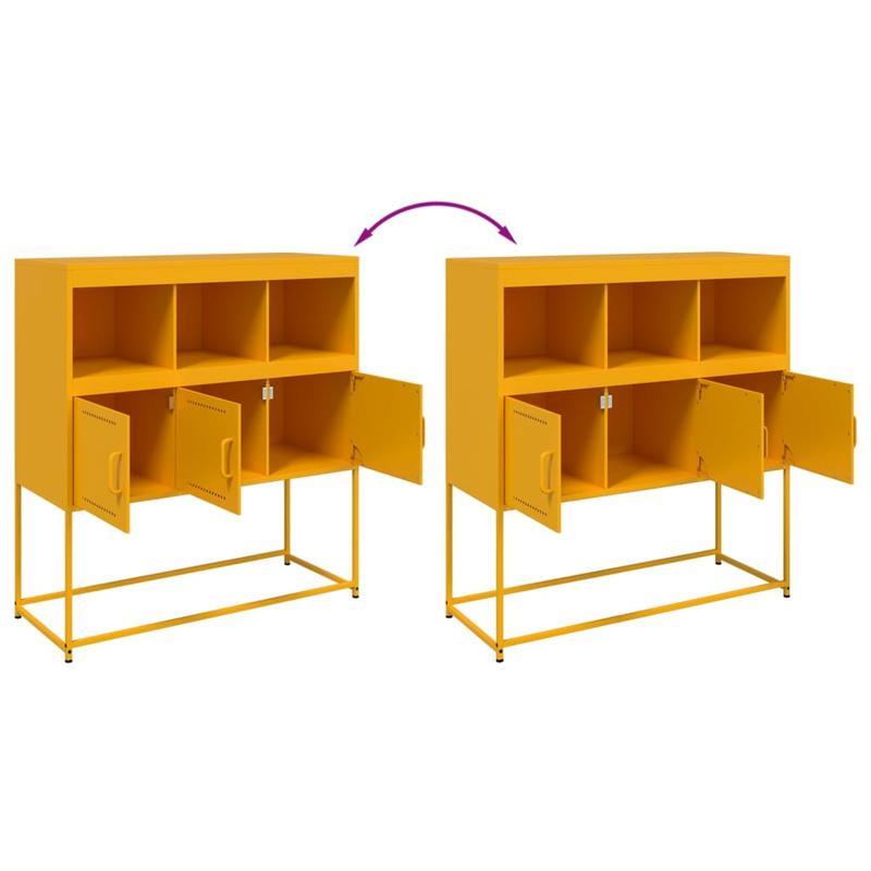 Sideboard 100.5x39x107cm steel mustard yellow Practical and removable