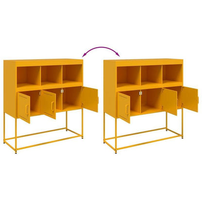 Sideboard 100.5x39x107cm steel mustard yellow Practical and removable