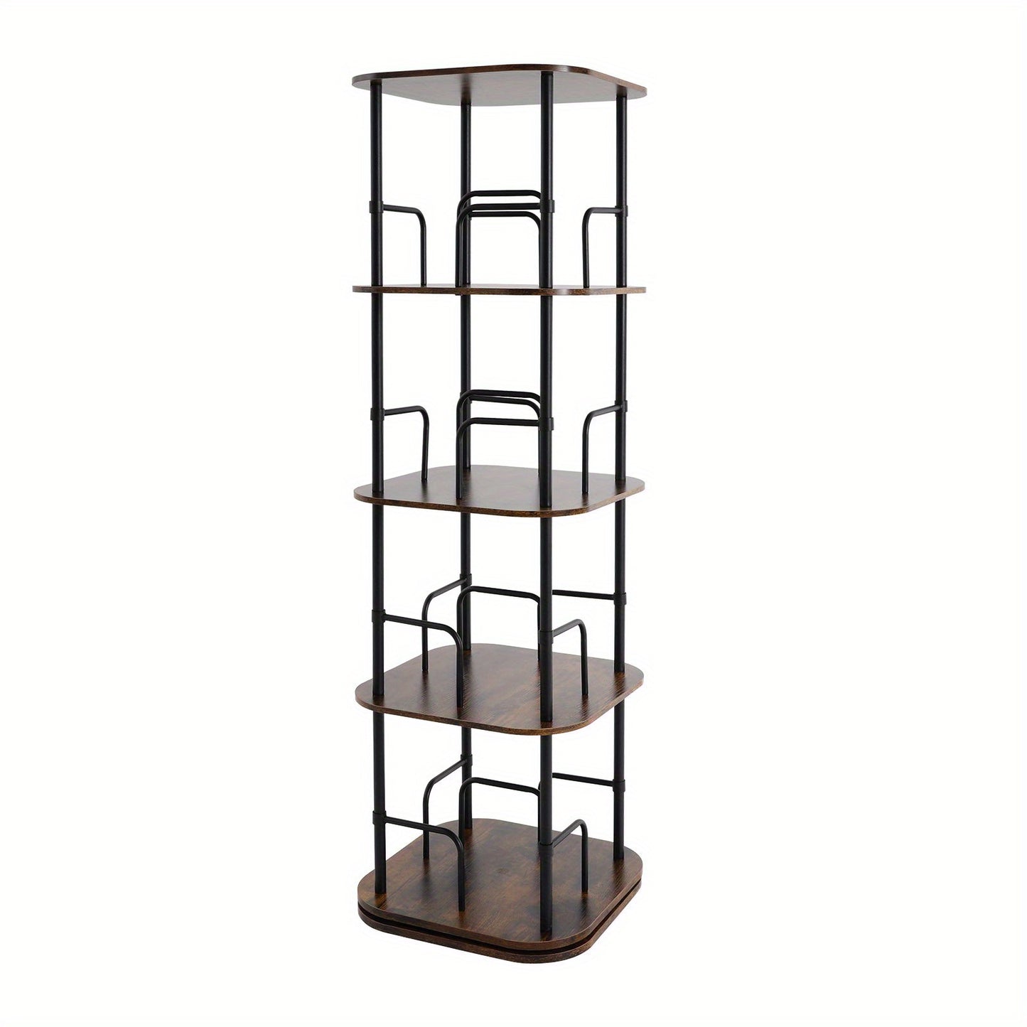 4-Tier Rotating Bookshelf | Wooden Floor Standing Book Storage Shelf, Multipurpose Use, Assembled by NaMaSyo, Utility Racks