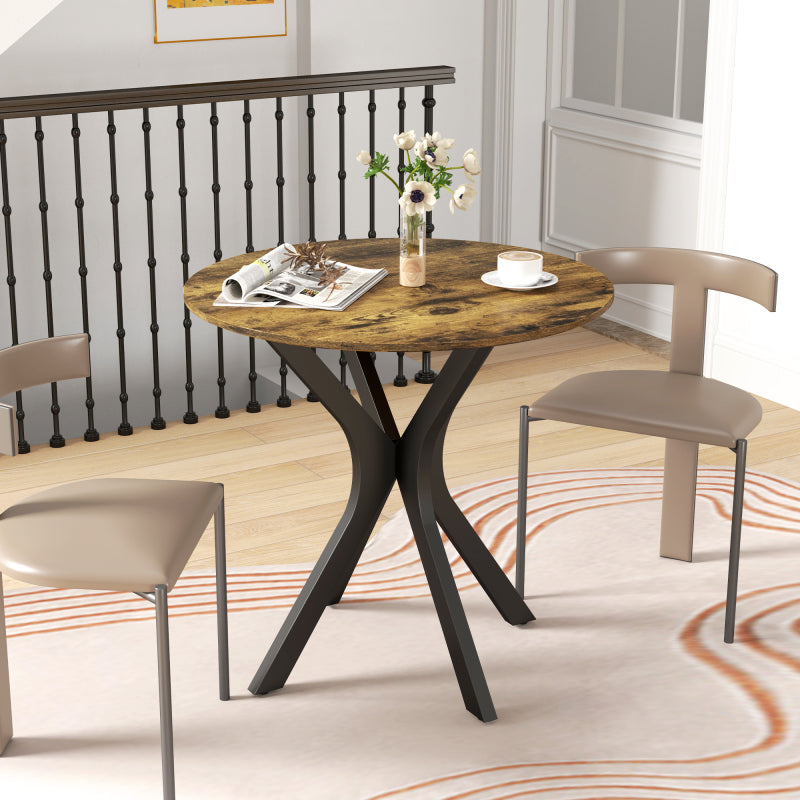 Rond Eettafeltje – Klein Tafelletje – Bistrotafel – Ontbijttafel – Werktafel – Bruin MDF Tafelblad – Verstelbare Vloerbeschermers
