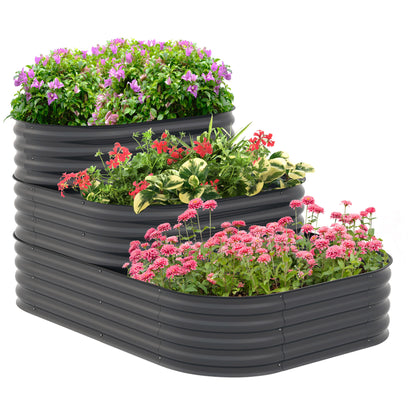 Hoogte Tuinbak – Plantenbak – Balkontuinbak – Kruidenbak – Bloembak – 3 Niveau’s – Stalen Open Bodem – Donkergrijs – 158x109x82 cm