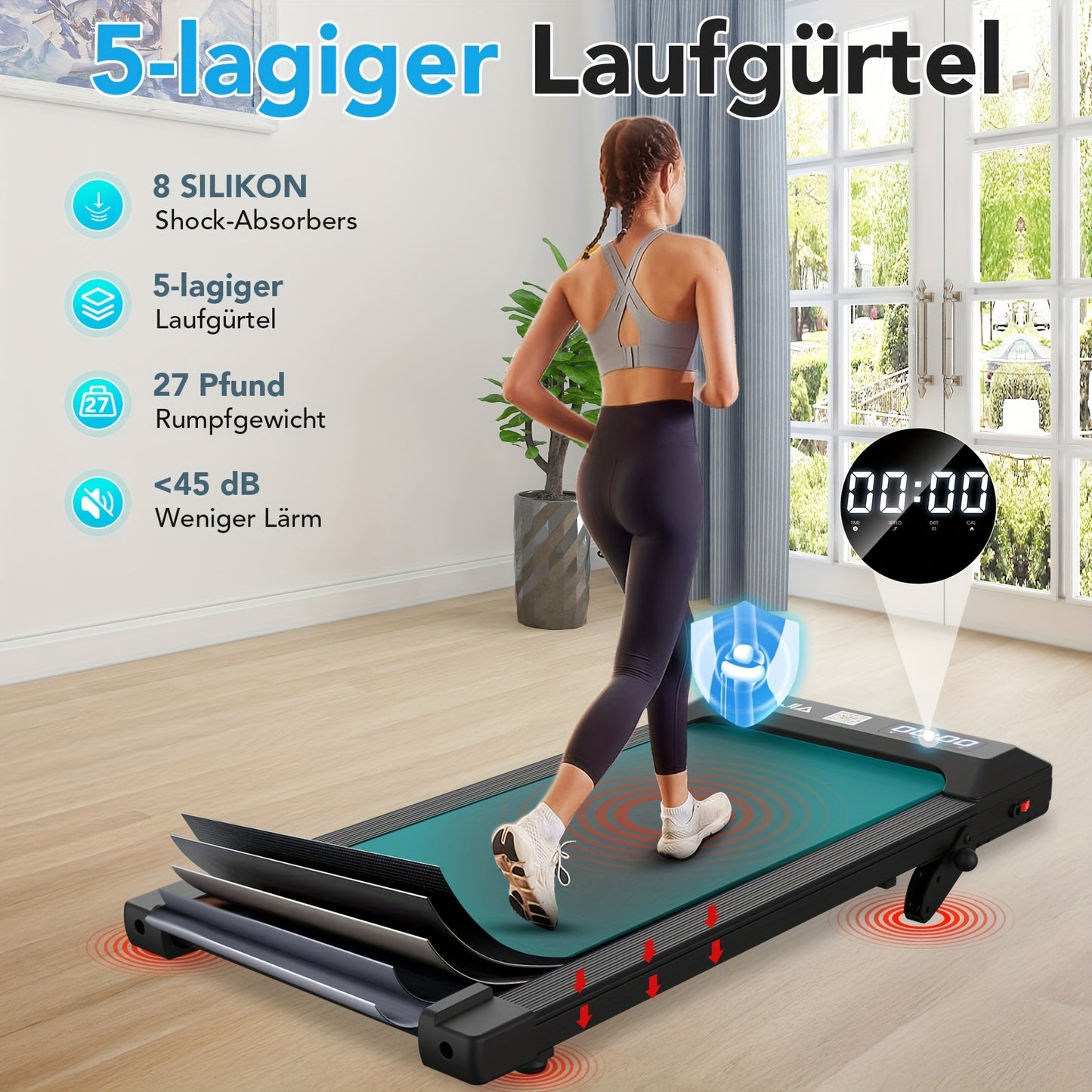 Loopband – Desk Treadmill – Wandelband – Loopmachine – Fitnessband Zonder Leuningen – Compact & Stil – 39x90 cm Loopvlak
