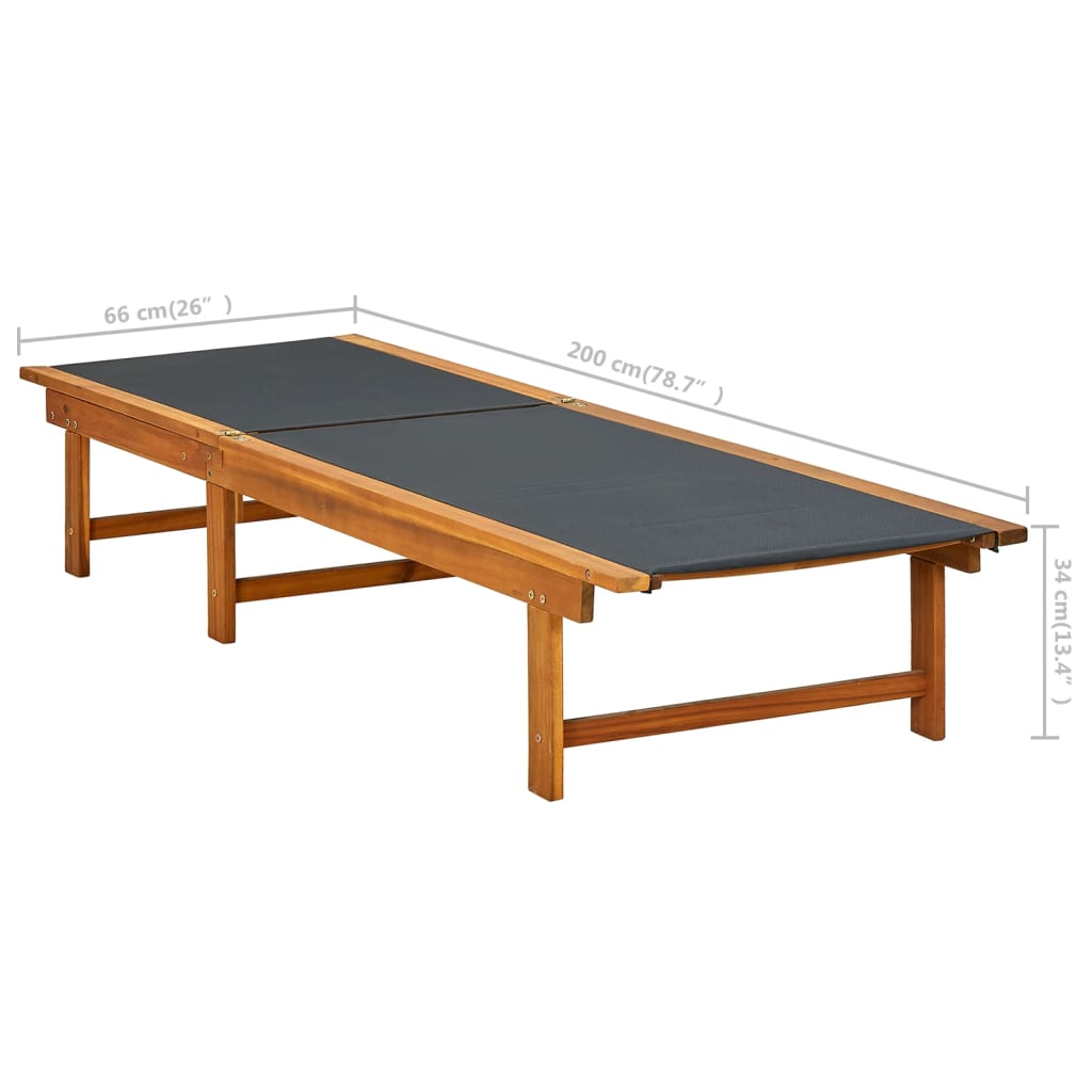 Ligstoel – Tuinstoel – Loungestoel – Ligbed – Verstelbare Rugleuning – Acaciahout – Waterbestendig Textiel