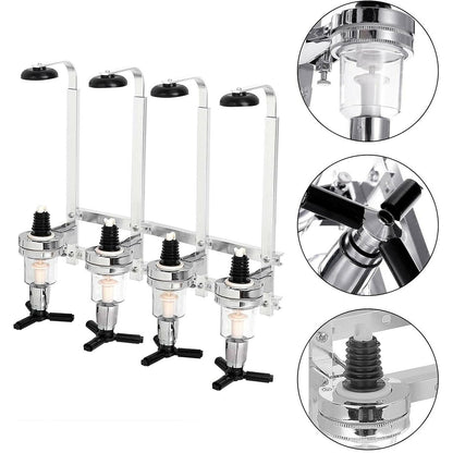 4-Bottle Wall-Mounted Beverage Dispenser (Bar Butler) - Heavy-Duty Aluminum Drink Dispenser with Spigot Tap, Space-Saving Countertop/Kitchen/Party Server System, Compatible with Soda, Juice, Water - Easy Install for Home Bars & Restaurants, Wine Dispenser