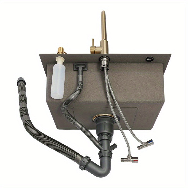 Keukenspoelbak – Spoelbak – Inbouwspoelbak – RVS Spoelbak – Goudkleurige Spoelbak – 60x45 cm – Roestvrij Staal Met Accessoires