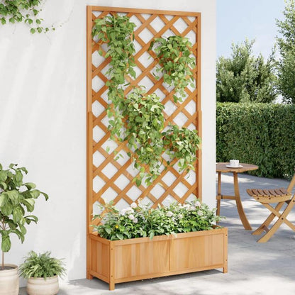 Bloempotstander – Plantenstandaard – Bloemenbak – Plantenbak – Plantenhouder – Houten Lattenrek – Massief Grenenhout – Weerbestendig Bruin