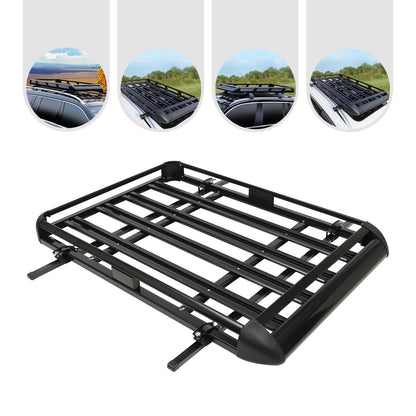 Dakkofferrek – Dakkofferdrager – Dakdrager – Bagagerek – Autodrager – Verstelbaar 140 cm – Draagvermogen 150 kg – Aluminium Zwart
