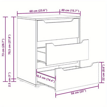 Visnes Blanc 60x40x73cm Wooden Storage Cabinet - Freestanding 3-Tier Shelf with Lockable Drawers, Modern Minimalist Design for Home Office, Bedroom, Living Room - High-Quality Wood, Easy Assembly, Storage Furniture, Minimalis