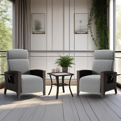 Rattan Lounge Set – Tuinmeubel – Loungeset – Buitenstoel – Relaxstoel – Verstelbare Rugleuning – Memory Foam Kussens