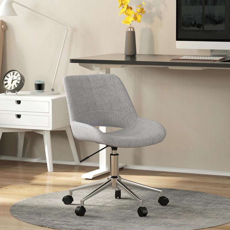 Heavy-Duty Adjustable Office Chair with 360° Swivel & Height Adjustment - Ergonomic Lumbar Support, 109.77 KG Weight Capacity, Heavy-Duty Metal Frame Computer Desk Chair, Gray Rolling Computer/Gaming Chair for & Office (No W