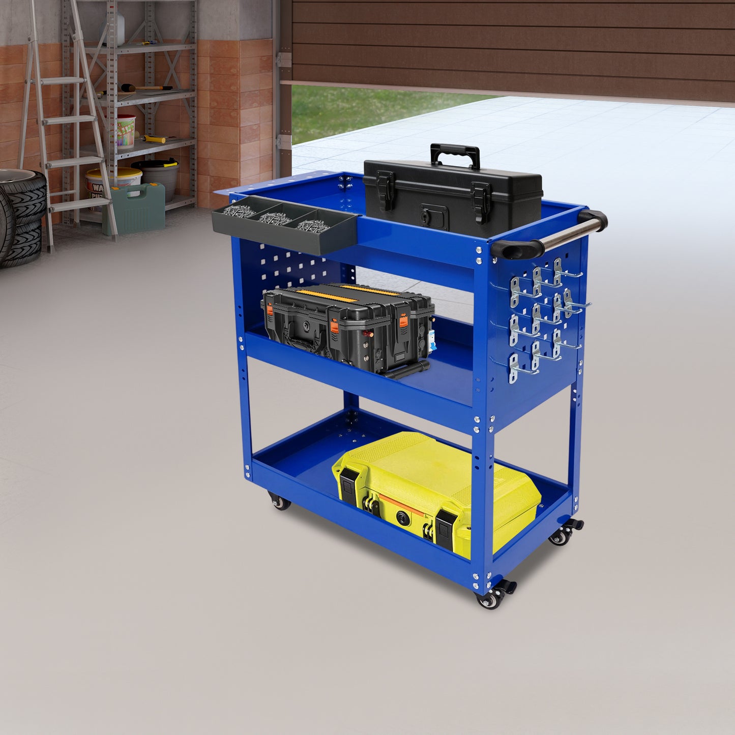 Verrijdbare Gereedschapswagen – Werkplaatswagen – Opslagwagen – Transportwagen – Tuinwagen – Stevig Stalen Frame – Draagvermogen 250 kg