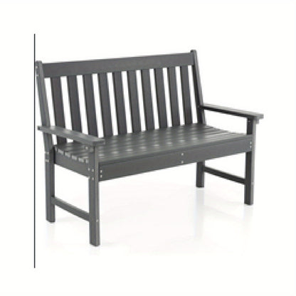 Tuinbank – Buitenbank – Parkbank – Terrasbank – Zitbank – Stevig HDPE-Product – 320 kg Draagkracht – Grijs Slatted Design