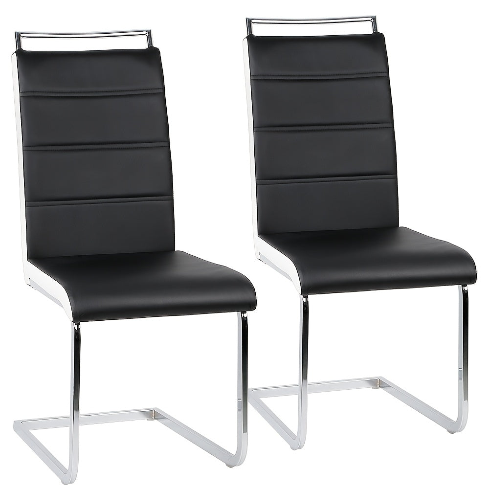 Eetkamerstoel – Kuipstoel – Stoel – Keukenstoel – Designstoel – Set van 2 – Wit Kunstleer – Ergonomisch Met Hoge Rugleuning – Met Chromen Onderstel – Eenvoudig Schoon Te Maken
