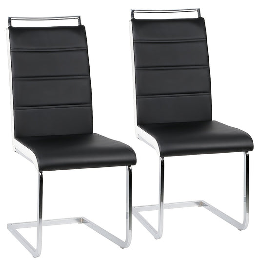 Eetkamerstoel – Kuipstoel – Stoel – Keukenstoel – Designstoel – Set van 2 – Wit Kunstleer – Ergonomisch Met Hoge Rugleuning – Met Chromen Onderstel – Eenvoudig Schoon Te Maken