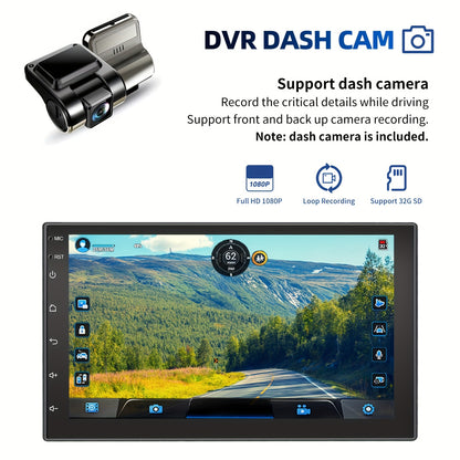 Autoradio – Autostereo – 2 DIN Radio – Multimedia Speler – Android Auto – 7 Inch IPS Touchscreen – Android 14 Quad-Core – Inclusief Dashcam & Achteruitrijcamera