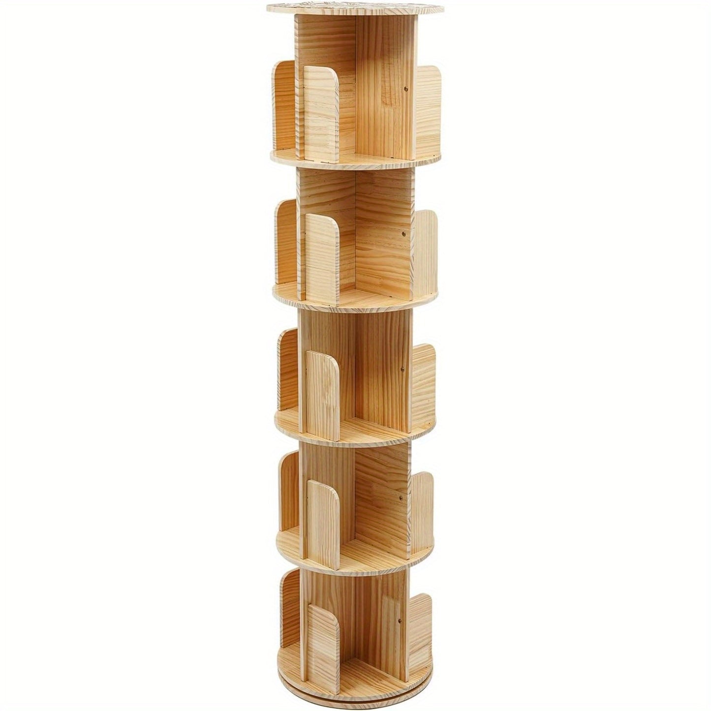 Boekenkast – Boekenrek – Opbergkast – Vakkenkast – Draaibare Kast – 5 Laags – 360° Draaibaar – Stevig Plastic – Licht Bruin