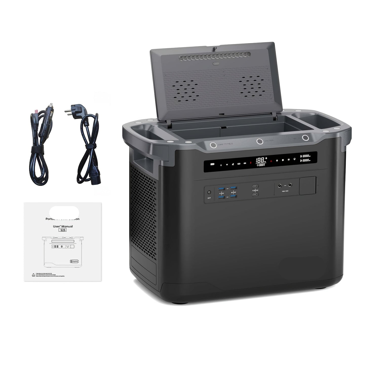 Draagbare Powerstation – Powerbank - Stroomgenerator - Mobiele Energiebron – Noodstroomvoorziening – Camping Accu – 2000W Vermogen – 1997Wh Capaciteit