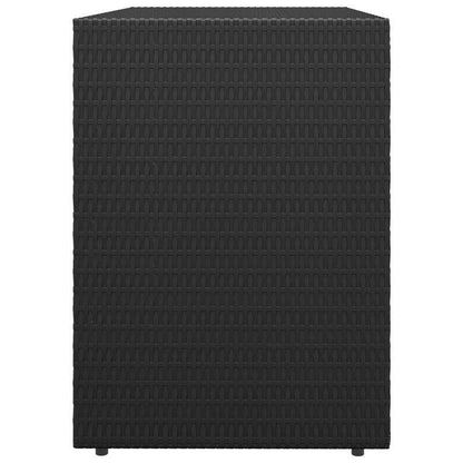 Large Storage Box with Double Doors - Heavy-Duty Poly Rattan Garden Cabinet, 100x55.5x80cm, All-Weather  Plastic Construction with Golden Hinges & Black Finish for Patio, Porch, Garage, Balcony - Multi-Purpose Storage Unit, R