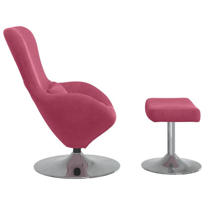 Fauteuil – Draaifauteuil – Relaxstoel – Loungefauteuil – Zithoekstoel – Wijnrood – Fluwelen Bekleding – Inclusief Voetensteun