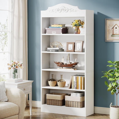 Boekenkast – Boekplank – Boekenrek – Opbergkast – Vakkenkast – Wit – 5 Planken – MDF Hout – Anti-Kantelvoorziening