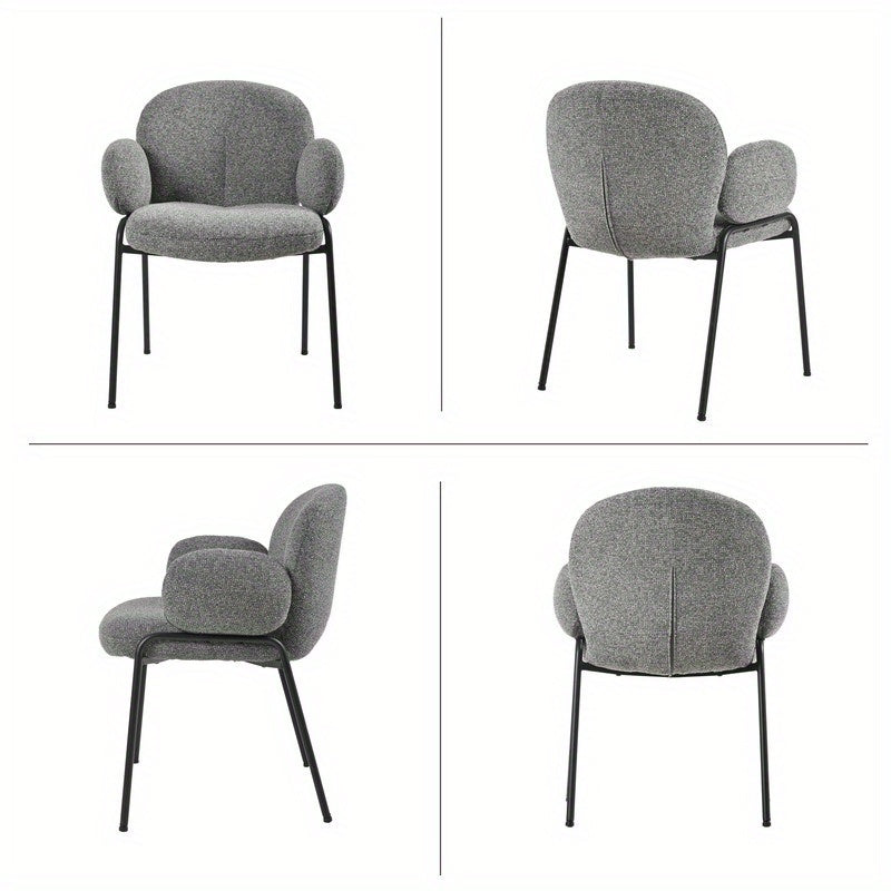 Set van 4 Stijlvolle Scandinavische Eetkamerstoelen – Gebogen Accentstoelen met Verstelbare Poten – Gestoffeerd, Groen, Voor Eetkamer of Woonkamer