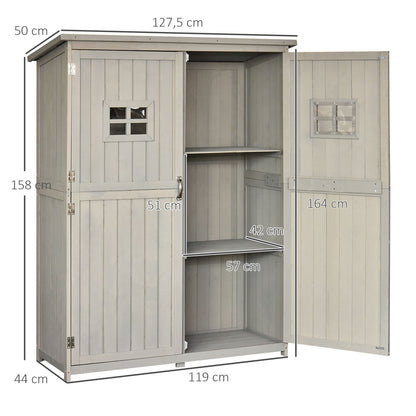 Tuinhuisje – Tuinkast – Tuinschuur – Opbergkast – Berging – Met Bitumen Dak – Massief Voorgeolied Vurenhout – 128x50x164 cm – 2 Planken