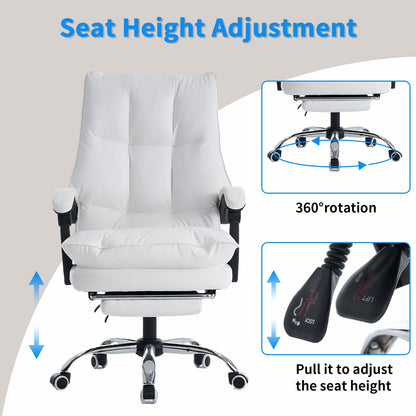 Bureaustoel – Office Chair – Gamestoel – Draaistoel – Bureaukruk – Ergonomisch Design – Verstelbare Hoogte & Lendensteun – Flip-up Armleuningen – Wit – Stille Wielen – Verbreding & Verbeterd Zitcomfort